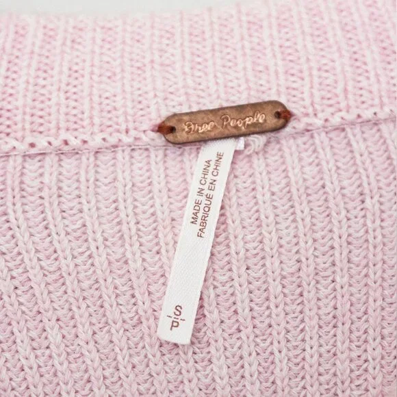 Free People Baby Pink Too Good Pullover Sweater S Mock Neck Raglan Long Sleeves - Picture 8 of 16